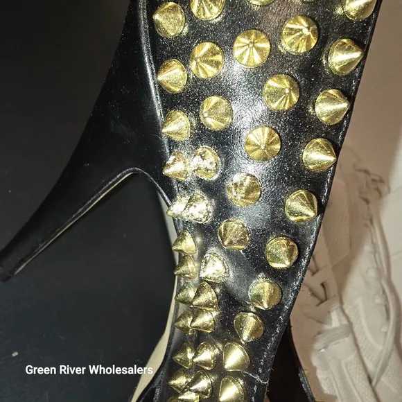 Vince‎ Camuto Madelyn Gold Spike Heels Shoes 6.5 Sexy Hot Role Play
