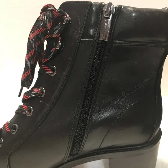 Vince  Camuto New‎ 9 W  Leather Lace-Up Ankle Boots- Gaviana- Black