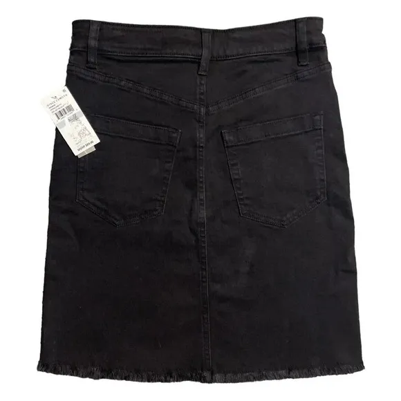 Vince Camuto Women's Black Jean Skirt NWT Size 0 Frayed Hem Mini Skirt