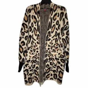 Vince Camuto Womens Cardigan Sweater Size Large leopard cheetah animal print