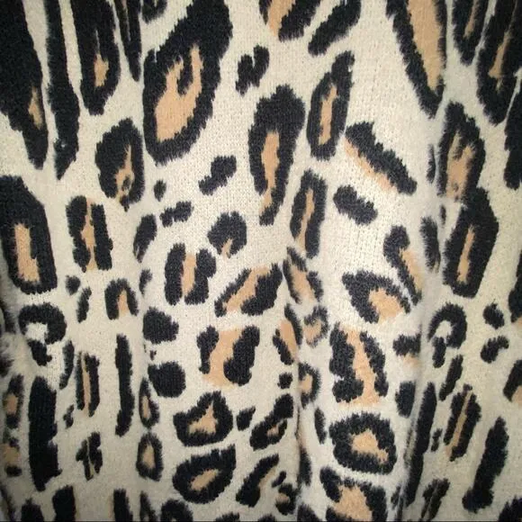 Vince Camuto Womens Cardigan Sweater Size Large leopard cheetah animal print