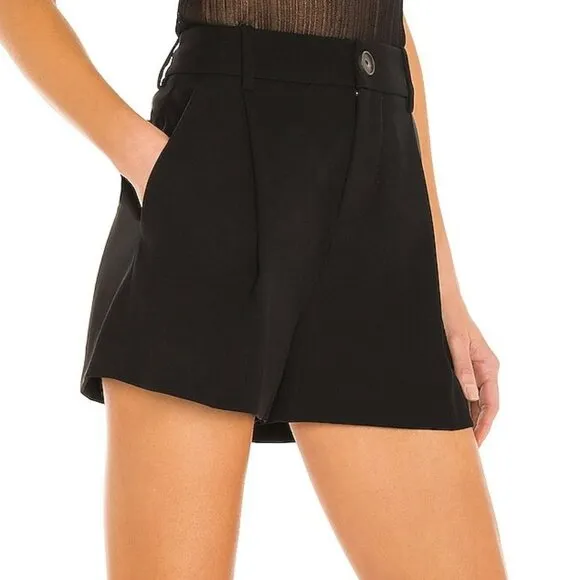 Vince Pleat Front High Waisted Black Shorts Size 8 NWT
