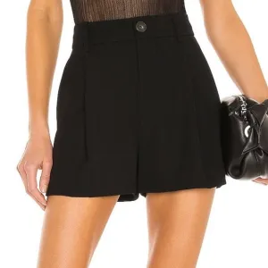 Vince Pleat Front High Waisted Black Shorts Size 8 NWT