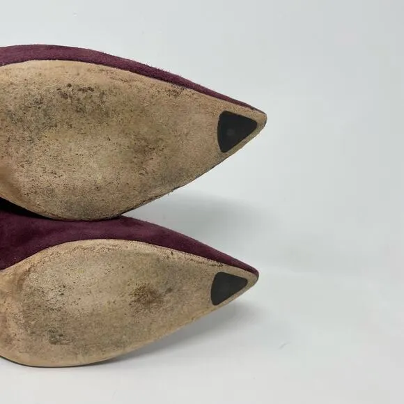 Vince Rafe Burgundy Wine Suede Leather Pointed Toe Classic Flare Heel Pumps 6