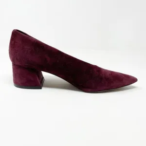 Vince Rafe Burgundy Wine Suede Leather Pointed Toe Classic Flare Heel Pumps 6