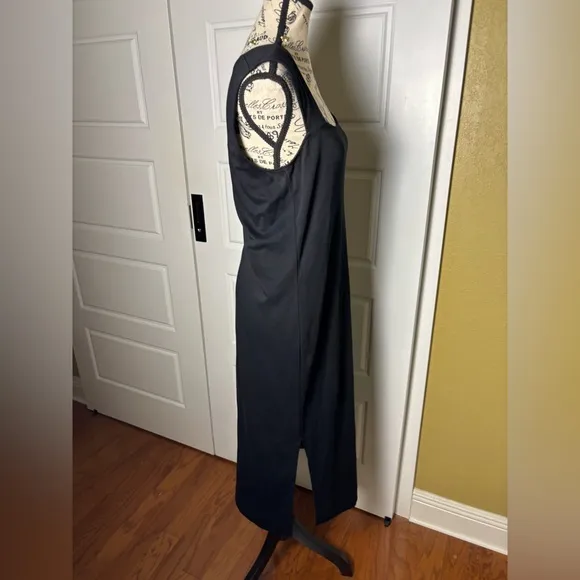 Vince Square Neck Midi Dress Women's Side Slits Sleeveless Black Size Small