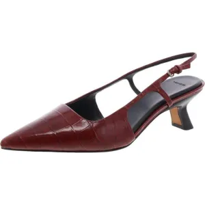 Vince Womens Bianca Red Padded Insole Leather Slingback Heels Shoes New