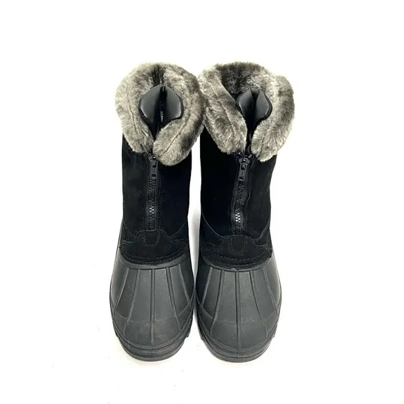 Vintage 1990s women’s black suede faux fur waterproof snow boots