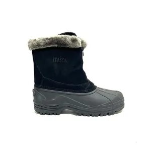 Vintage 1990s women’s black suede faux fur waterproof snow boots