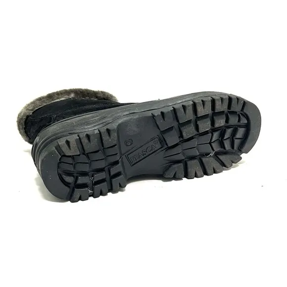 Vintage 1990s women’s black suede faux fur waterproof snow boots