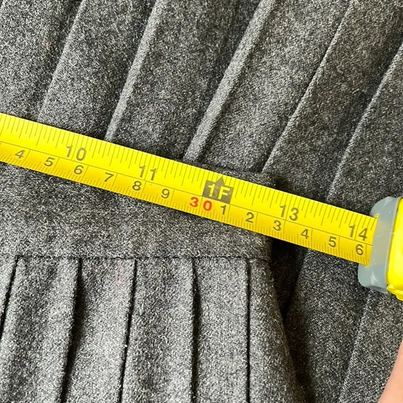 Vintage 80's Ralph Lauren 100% Wool Pleated Long Midi Long Charcoal Gray Size 6