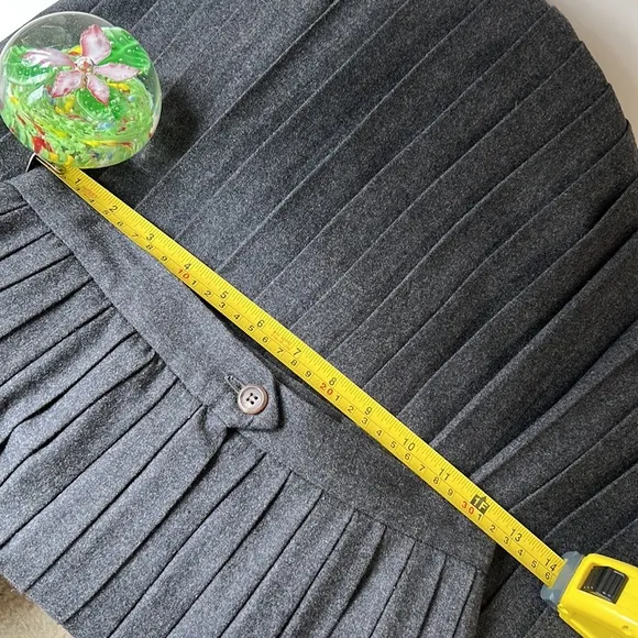 Vintage 80's Ralph Lauren 100% Wool Pleated Long Midi Long Charcoal Gray Size 6