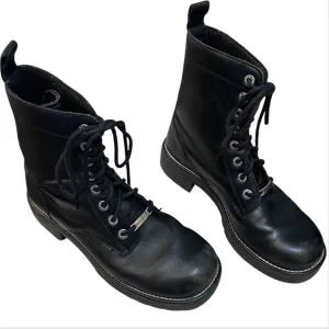 Vintage 90s Harley Davidson black leather lace-up combat boots in size US 10