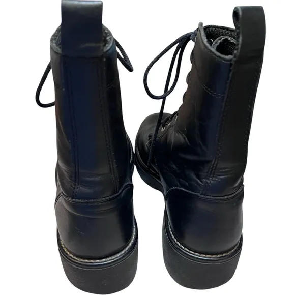 Vintage 90s Harley Davidson black leather lace-up combat boots in size US 10