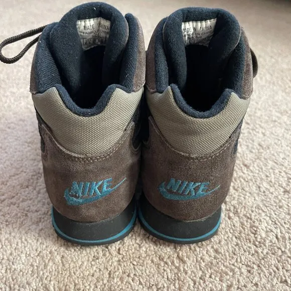 Vintage 90s Nike Caldera Hiking Boots Suede Black Brown Blue High Top Gorp Sz8.5