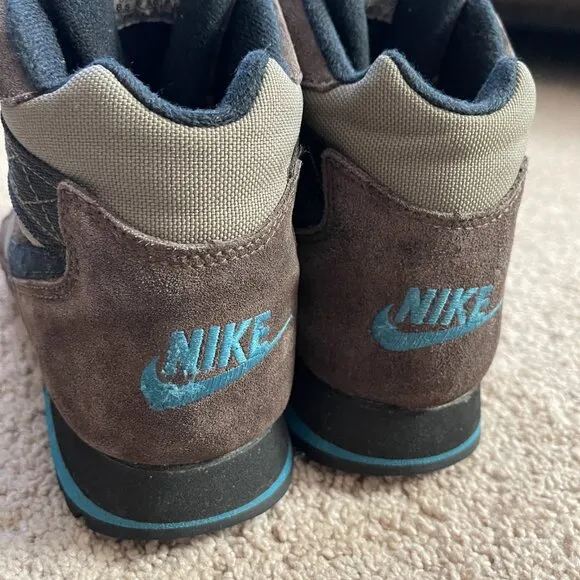 Vintage 90s Nike Caldera Hiking Boots Suede Black Brown Blue High Top Gorp Sz8.5