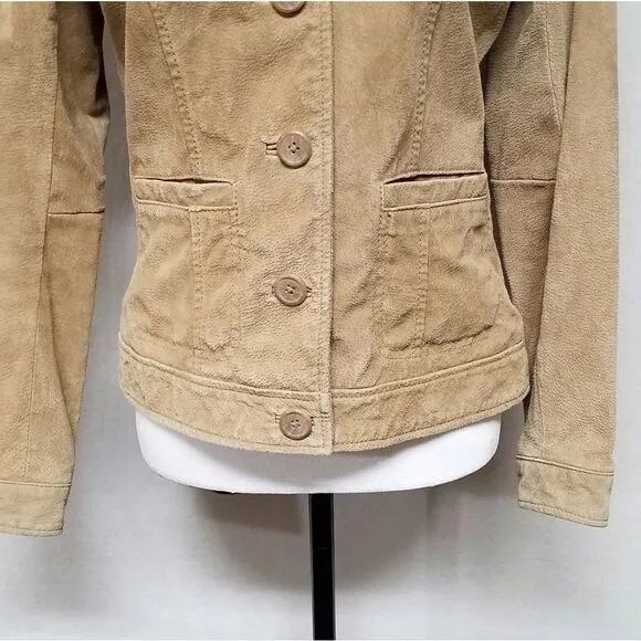 VINTAGE 90s Relativity Sand Suede Button Up Coat