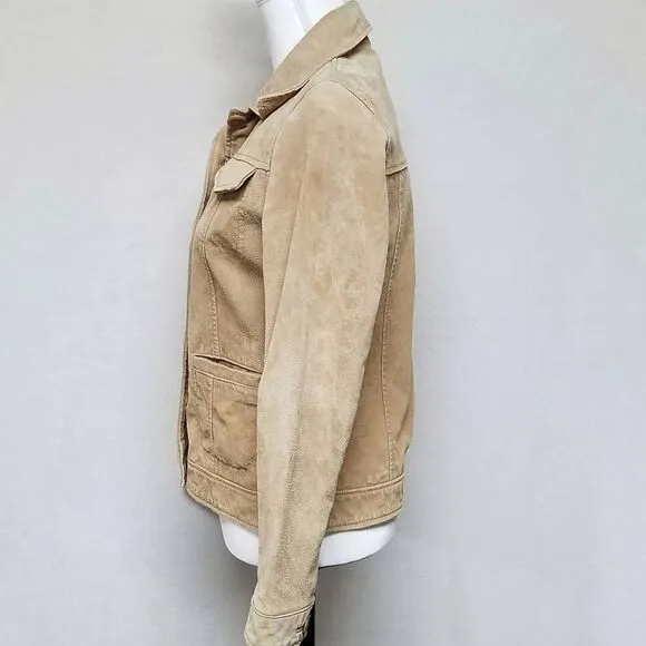 VINTAGE 90s Relativity Sand Suede Button Up Coat