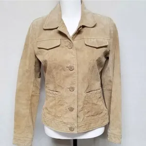 VINTAGE 90s Relativity Sand Suede Button Up Coat