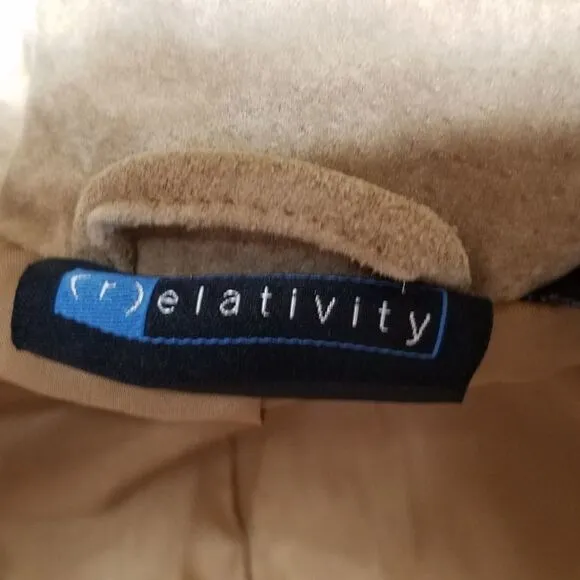 VINTAGE 90s Relativity Sand Suede Button Up Coat