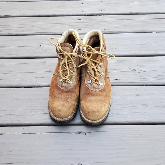 Vintage 90s y2k Brown Roughout Suede Leather Mountaineering Hiking Boots 8