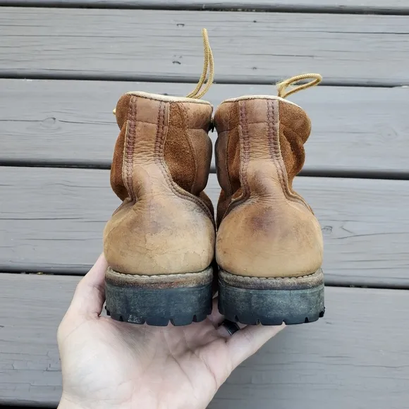 Vintage 90s y2k Brown Roughout Suede Leather Mountaineering Hiking Boots 8