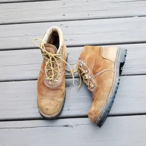 Vintage 90s y2k Brown Roughout Suede Leather Mountaineering Hiking Boots 8