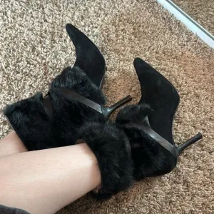 Vintage Black Fur-Trimmed Nine West Boots
