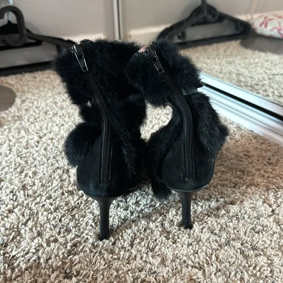 Vintage Black Fur-Trimmed Nine West Boots