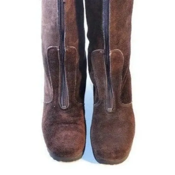 Vintage Boots Women's Size 9 NARROW Brown Leather Faux Fur  Boho Hippie Campus