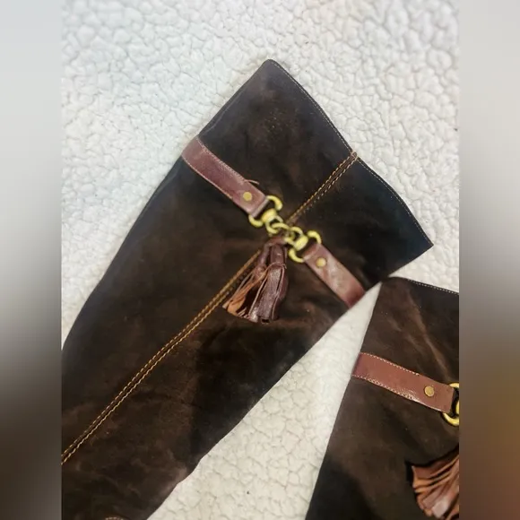Vintage Brown leather upper boots size 9.5 to 10 fits very good condition