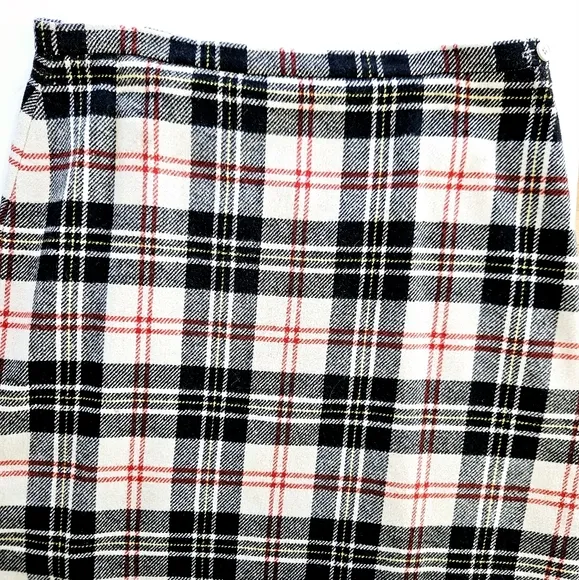 Vintage Ellen Ashley Wool Blend Tartan Plaid Straight Cut Midi Blanket Skirt 10