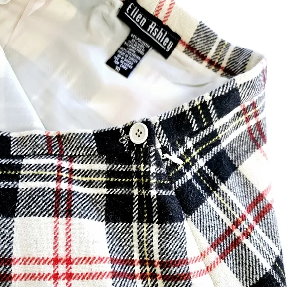 Vintage Ellen Ashley Wool Blend Tartan Plaid Straight Cut Midi Blanket Skirt 10