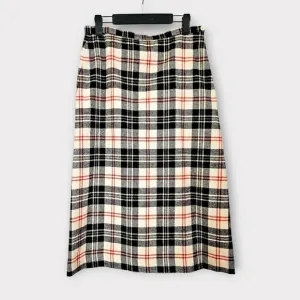 Vintage Ellen Ashley Wool Blend Tartan Plaid Straight Cut Midi Blanket Skirt 10