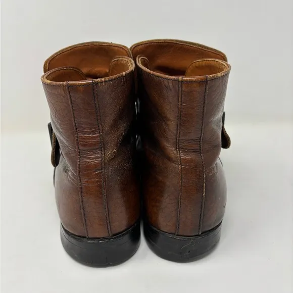 Vintage Good Year Brown Leather Men's Boots‎ 7.5 Chemigum Oil Proof Sole Buckle