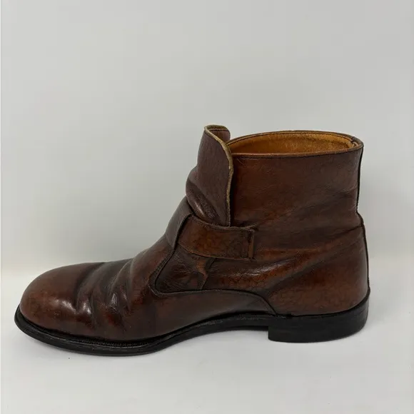 Vintage Good Year Brown Leather Men's Boots‎ 7.5 Chemigum Oil Proof Sole Buckle