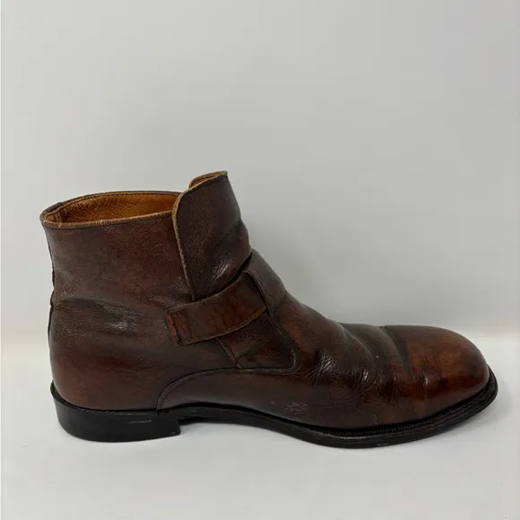 Vintage Good Year Brown Leather Men's Boots‎ 7.5 Chemigum Oil Proof Sole Buckle