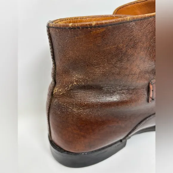 Vintage Good Year Brown Leather Men's Boots‎ 7.5 Chemigum Oil Proof Sole Buckle