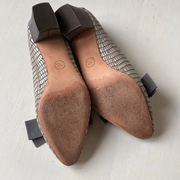 Vintage Johnson &amp; Murphy Slip-On Textured Leather/Suede Pumps Size 8.5M