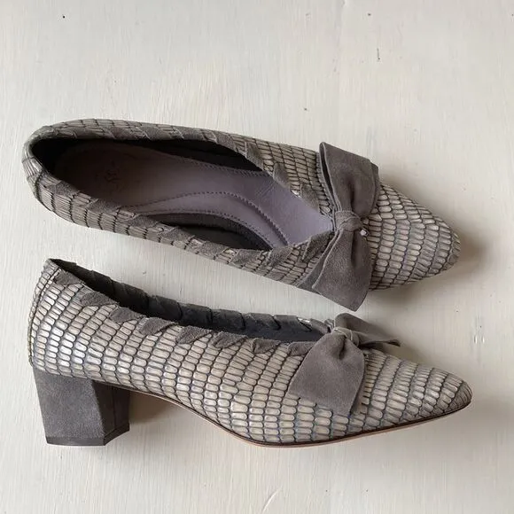 Vintage Johnson &amp; Murphy Slip-On Textured Leather/Suede Pumps Size 8.5M