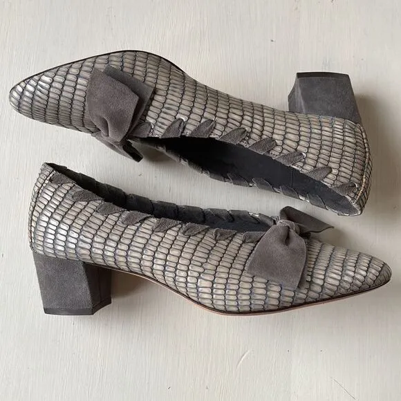Vintage Johnson &amp; Murphy Slip-On Textured Leather/Suede Pumps Size 8.5M