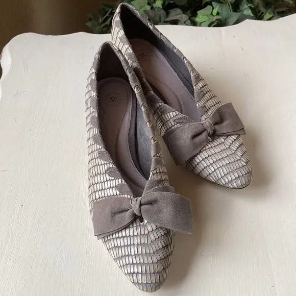 Vintage Johnson &amp; Murphy Slip-On Textured Leather/Suede Pumps Size 8.5M