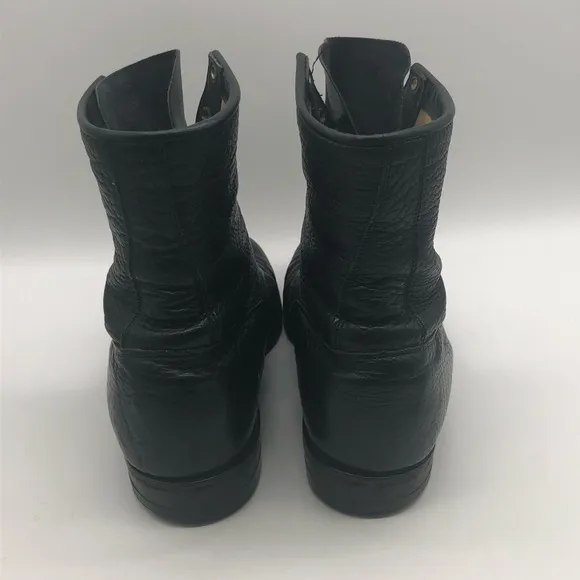 Vintage Justin Boots Men's 8D Western Bullhide Pebbled Leather Roper Lace Up