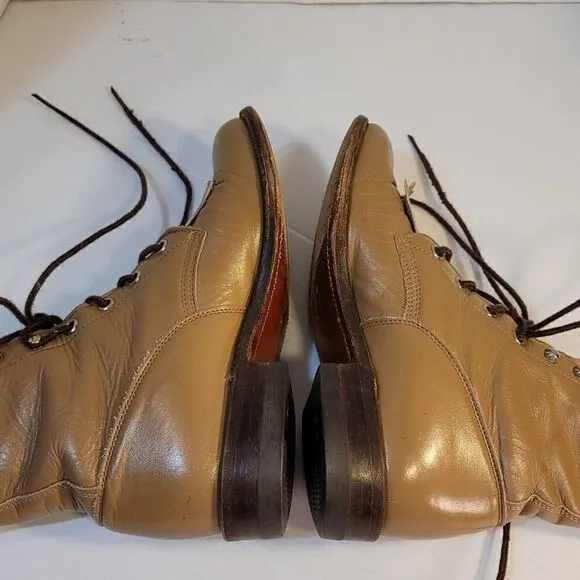 Vintage Justin Western Cowgirl Granny Boots Tan 6B