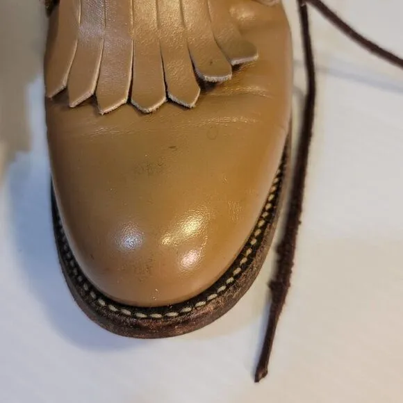 Vintage Justin Western Cowgirl Granny Boots Tan 6B