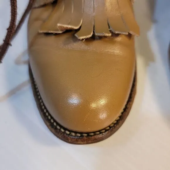 Vintage Justin Western Cowgirl Granny Boots Tan 6B