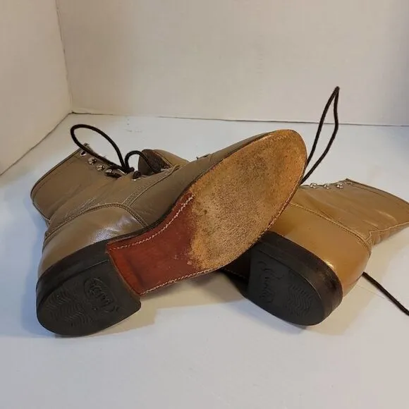 Vintage Justin Western Cowgirl Granny Boots Tan 6B