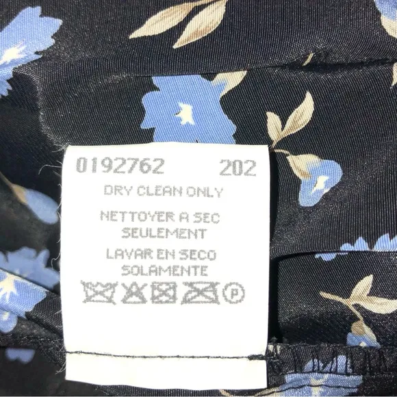 Vintage Leslie Fay Black/Blue Floral Pleated Maxi A-Line Skirt