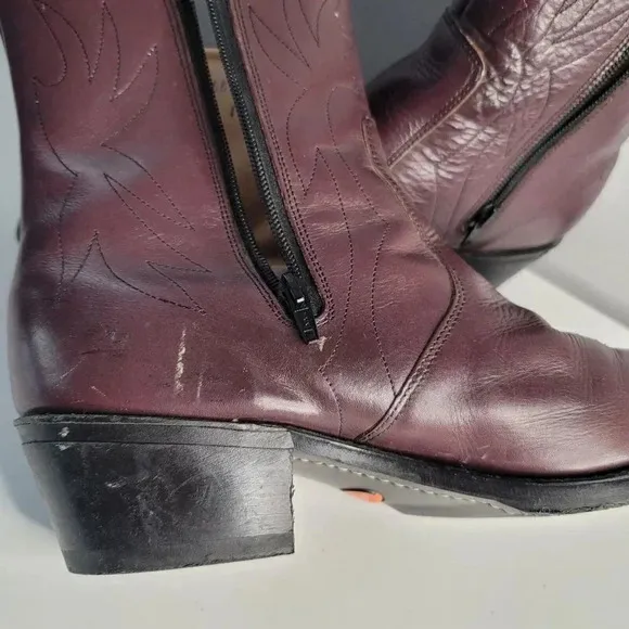 Vintage Long Haul  Leather Oil-Resistant Cowboy Ankle Boots Size 9 Side Zipper