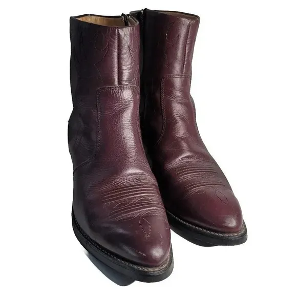 Vintage Long Haul  Leather Oil-Resistant Cowboy Ankle Boots Size 9 Side Zipper